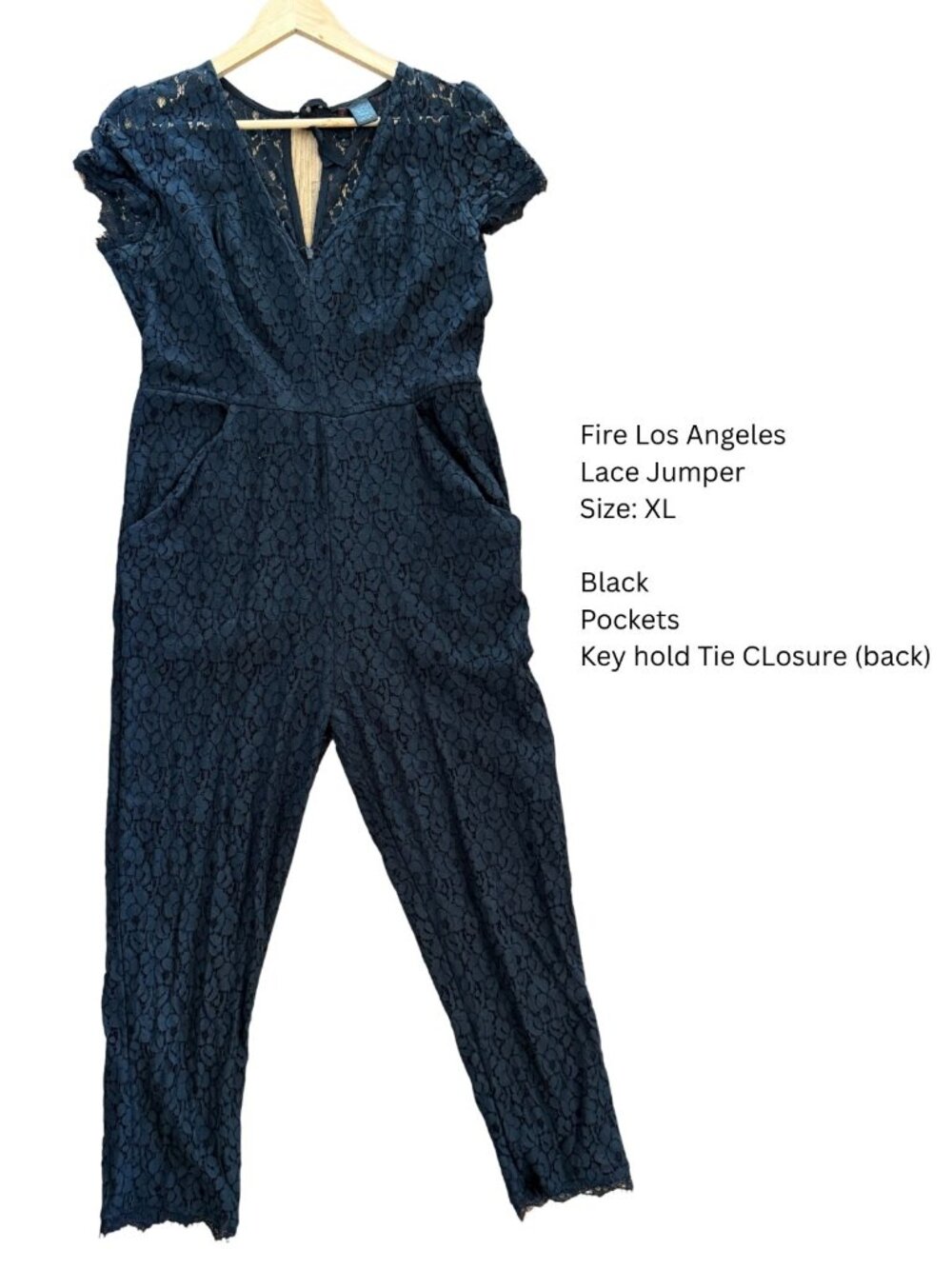 Fire Los Angeles Women’s Black Lace Jumpsuit XL